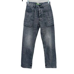 Free People x Sandrine Rose High Rise Grey Cargo Jeans Size 24 NWT